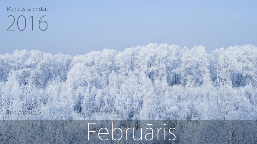 Mēness kalendārs 2016. gada februārim