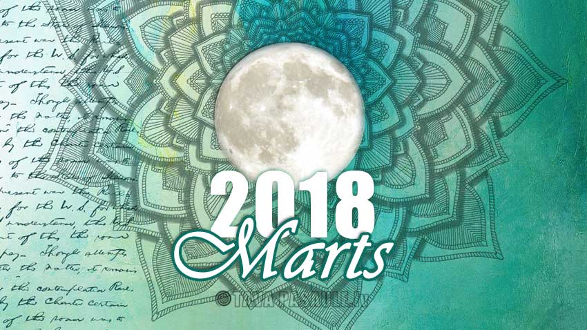 Mēness kalendārs 2018. gada martam