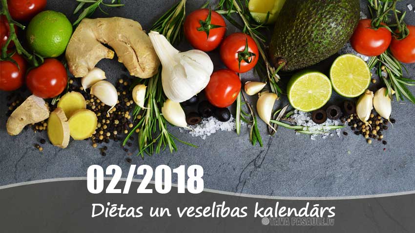 Diēta, veselība un atslodzes dienas 2018. gada februārī