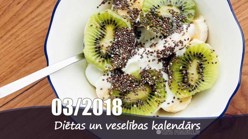 Diēta, veselība un atslodzes dienas 2018. gada martā