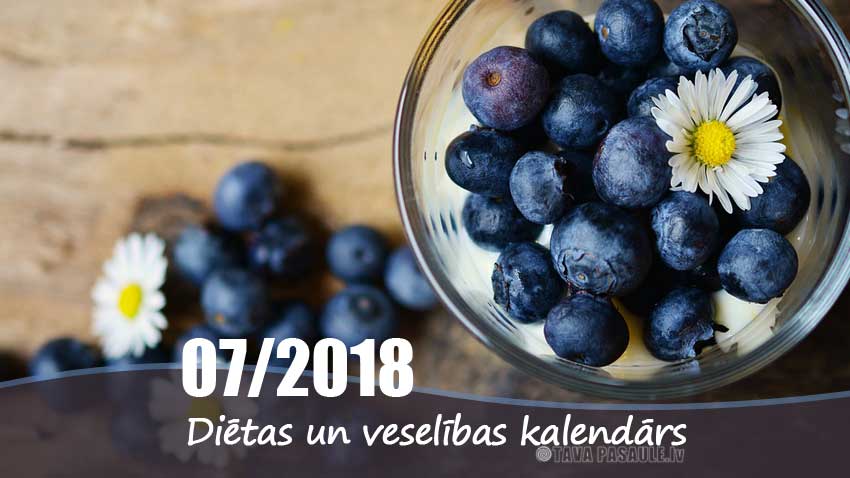 Diēta, veselība un atslodzes dienas 2018. gada jūlijā